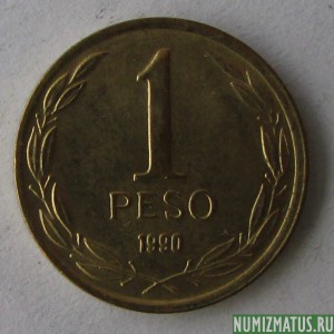 Монета 1 песо, 1988-1991, Чили
