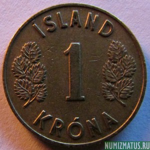 Монета 1 крона, 1946, Исландия