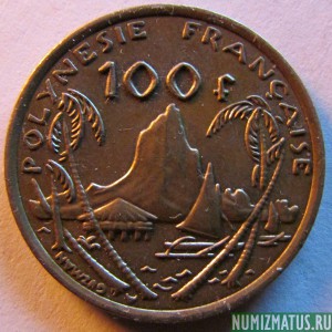 Монета 100 франков, 1976-2005, Французкая Полинезия