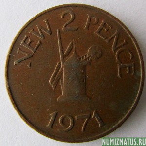 Монета 2 пенса, 1971-1980, Джерси