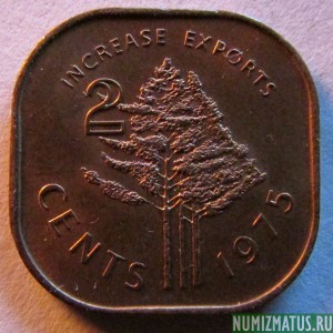 Монета 2 цента, 1975, Свазиленд