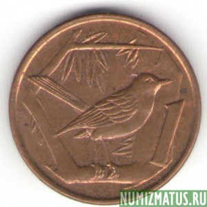 Монета 1 цент, 1992-1996, Каймановы острова