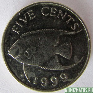 Монета 5  центов, 1999-2009, Бермуды
