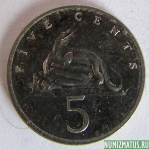 Монета 5 центов,1990-1993, Ямайка 