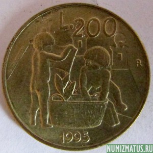 Монета 200 лир, 1995 , Сан Марино