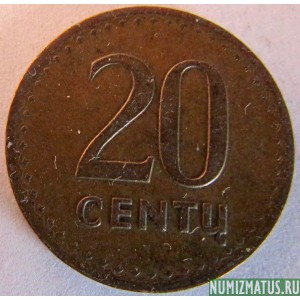 Монета 20 центов, 1991, Литва