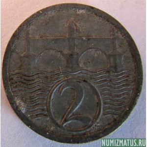 Монета 2 гелера, 1923-1925, Чехословакия