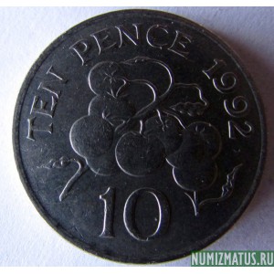 Монета 10  пенсов, 1992-1997, Гернси