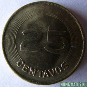Монета 25 центавос, 1979-1980 , Сальвадор