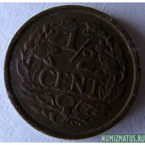 Монета 1/2 цента, 1909-1940, Нидерланды