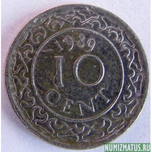 Монета 10 центов, 1987-1989, Суринам