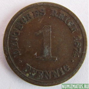 Монета 1 пфенинг, 1873-1889, Германская Империя