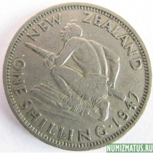 Монета 1 шилинг, 1947, Новая Зеландия