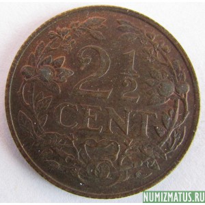 Монета 2 1/2 цента, 1912-1941, Нидерланды