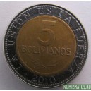 Монета 5  боливиано, 2001 - 2004, Боливия