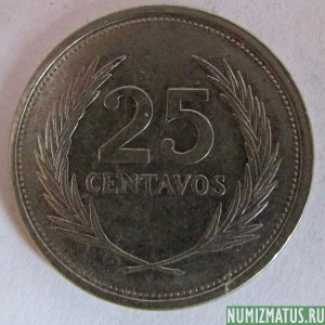 Монета 25 центавос, 1993 - 1999 , Сальвадор