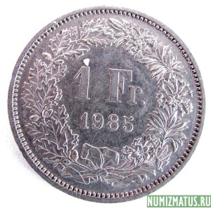 Монета 1 франк, 1983 - 2011, Швейцария