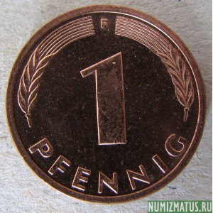 Монета 1 пфенниг, 1950-2001, Германия