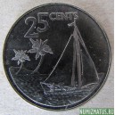 Монета 25 центов, 1974-1989, Багамы