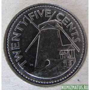Монета 25 центов, 2007-2011, Барбадос
