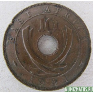 Монета 10 центов, 1937-1941 , Восточная Африка