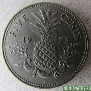 Монета 5  центов, 1973, Багамы