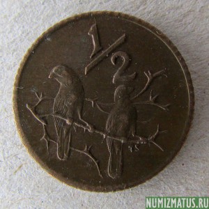 Монета ½ цента, 1970 - 1983, ЮАР