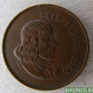 Монета 1 цент, 1965-1969, ЮАР "SUID-AFRIKA"