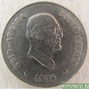 Монета 20 центов, 1976, ЮАР