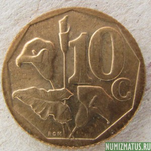 Монета 10 центов, 2003, ЮАР