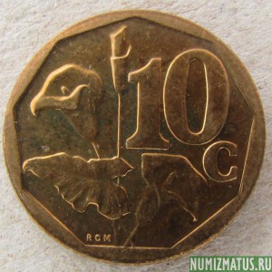 Монета 10 центов, 2008, ЮАР