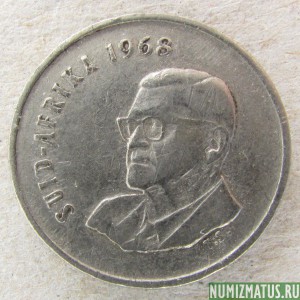 Монета 5 центов, 1968, ЮАР, "SUID-AFRIKA"