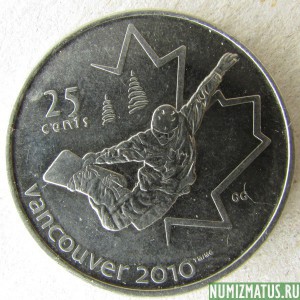 Монета 25 центов, 2008, Канада
