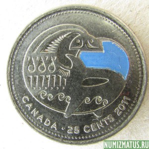 Монета 25 центов, 2011, Канада (в цвете)