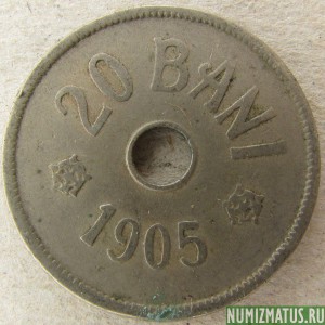 Монета 20 бани, 1905-1906, Румыния