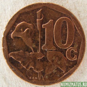 Монета 10 центов, 2014, ЮАР