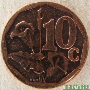 Монета 10 центов, 2015, ЮАР