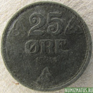 Монета 25 оре, 1943-1945, Норвегия