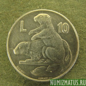 Монета 10 лир, 1975 , Сан Марино