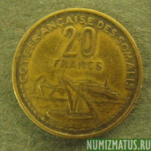 Монета 20 франков,  1952 , Французкое Сомали