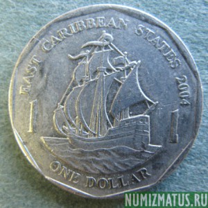 Монета 1 доллар, 2002 - 2007, Восточные Карибы