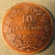 Монета 10 сантимов, 1893-1894 В/I, Италия