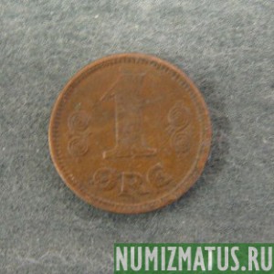Монета 1 оре, 1919-1923, Дания (бронза)