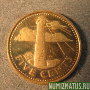 Монета 5 центов, ND(1976), Барбадос 