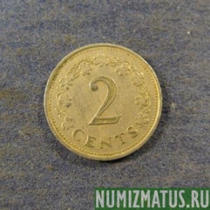 Монета 2 цента, 1972-1982,  Мальта