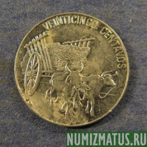 Монета 25 центавос, 1989, 1991, Доминиканская республика