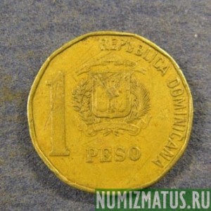Монета 1 песо, 1992-2008, Доминиканская республика
