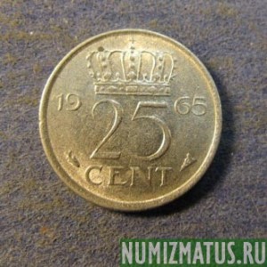 Монета 25 центов, 1950-1980, Нидерланды