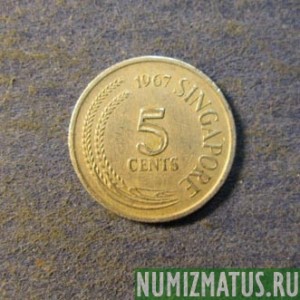 Монета 5 центов, 1967-1985, Сингапур (не магнитится)