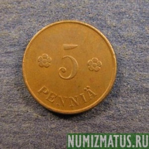 Монета 5 пенни, 1918-1940, Финляндия